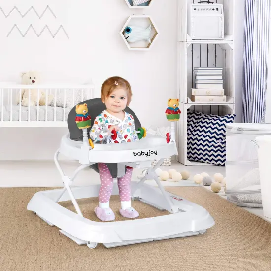 Adjustable Height Removable Folding Portable Baby Walker Grey {3}