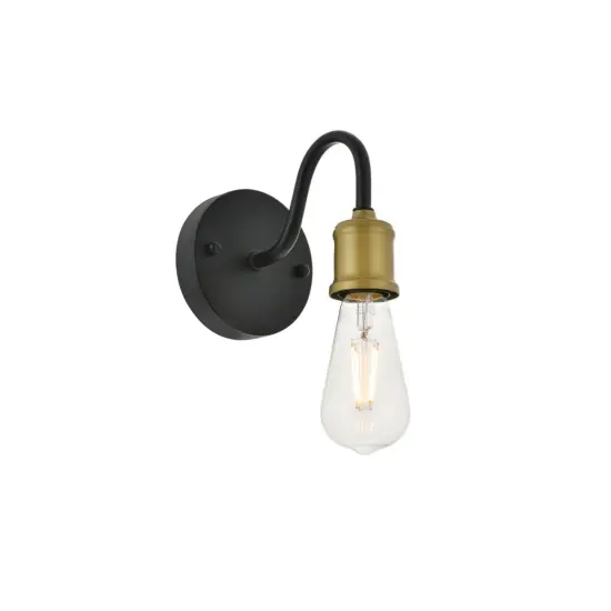 Serif 1 light brass and black Wall Sconce {4}