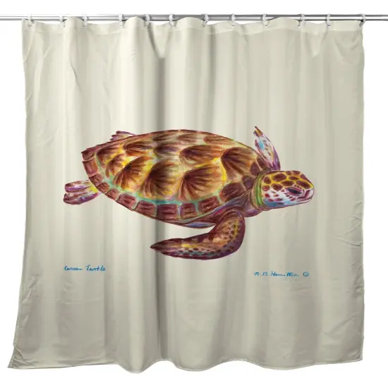 Betsy Drake Green Sea Turtle Shower Curtain {1}
