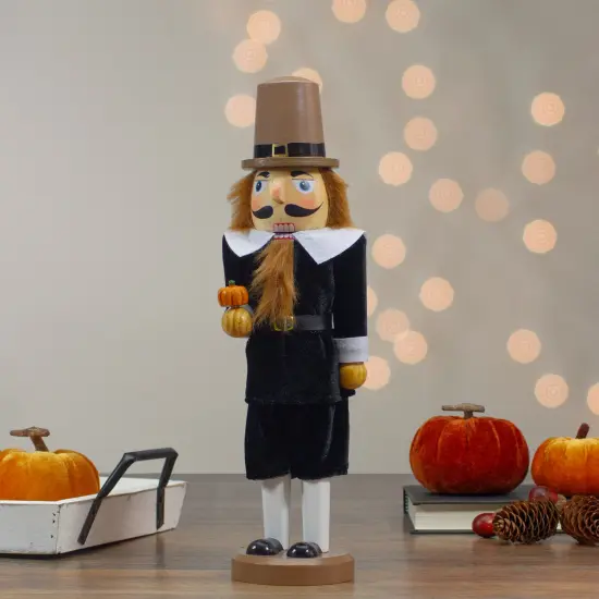 Northlight Pilgrim Man Wooden Fall Harvest Thanksgiving Nutcracker Decoration- 14" Brown {3}