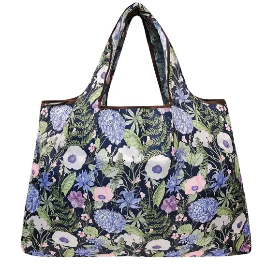 Wrapables Large Foldable Tote Nylon Reusable Grocery Bag Lavender Bouquet {2}