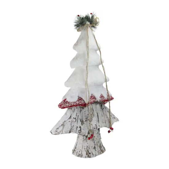 Northlight Snow Cap and Sweater Christmas Tree with Pine Decoration - 22" - White and Red {3}
