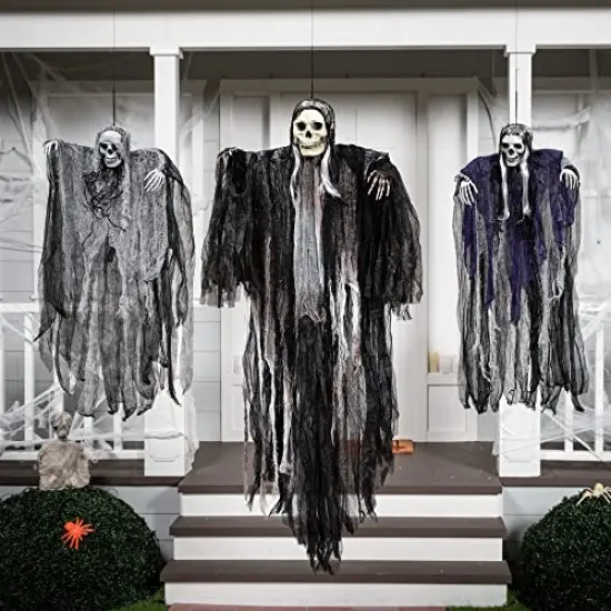 JOYIN 3 Pack Hanging Halloween Skeleton Ghosts Decorations, Grim Reapers for Best Halloween Outdoor Decorations {3}