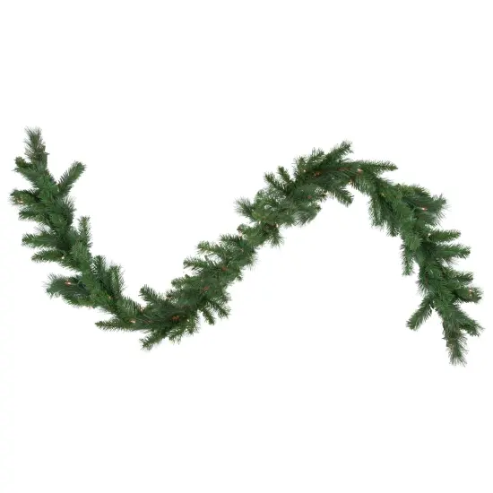 Northlight 9' x 12" Green Pre-Lit Beaver Pine Artificial Christmas Garland, Clear Lights {1}