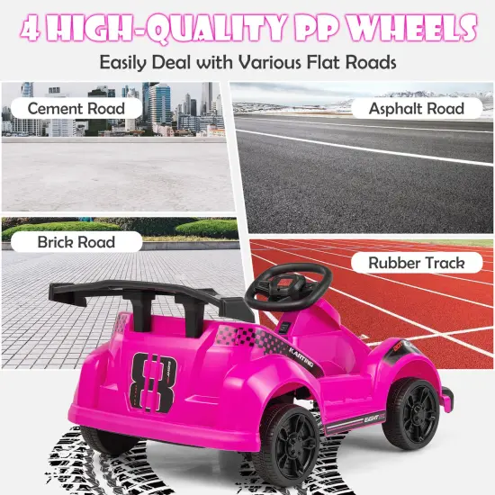 Electric Ride-On Go-Cart with Remote Control and Safety Belt Pink {4}