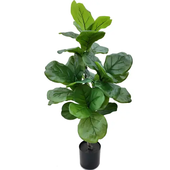40" Fiddle Leaf Plant in Black Pot with Realistic Silk Leaves, Floral Home by Artificial Flowers {1}