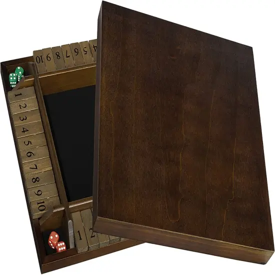 WE Games 4 Player 14 in. Shut The Box Board Game with Lid {6}