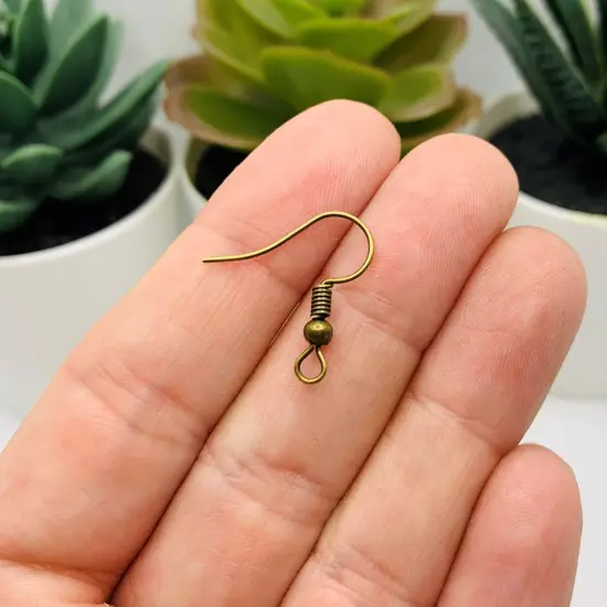 100 or 500 Pieces: Bronze Fish Hook Earring Wires with Spring and Ball {3}