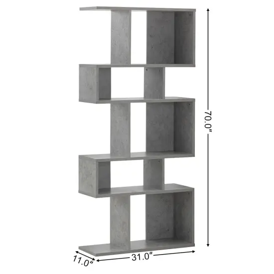 5 Cubes Ladder Shelf Corner Bookshelf Display Rack Bookcase Grey {3}