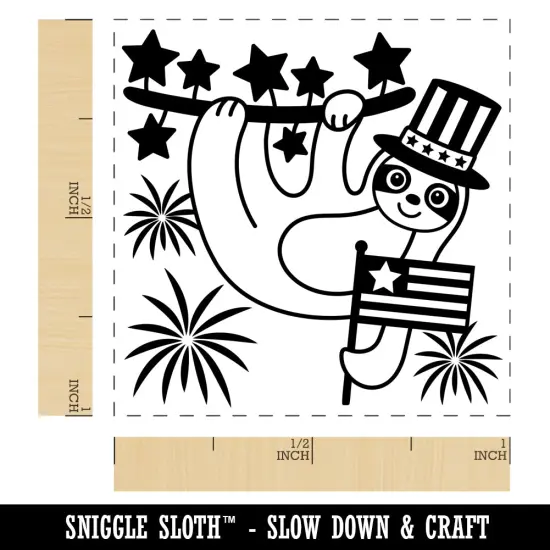 Patriotic Sloth July 4th Independence Day USA United States of America Self-Inking Rubber Stamp Ink Stamper Lime Green {1}