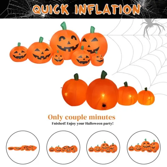 7ft Classic 7pcs LED String Lights 7pcs Pumpkin Inflatable Halloween Decoration {5}