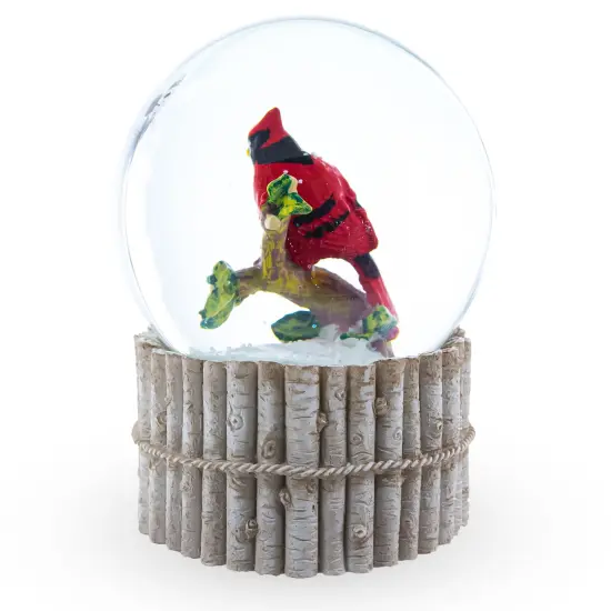 Red Cardinal on Birch Tree and Wreath Musical Water Globe {6}