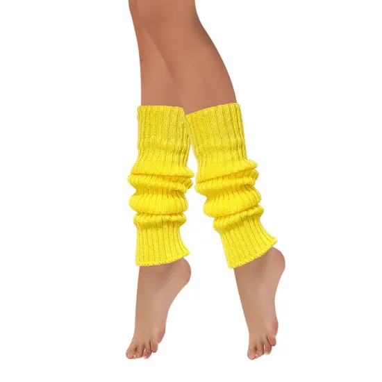 Wrapables 80's Style Neon Fluorescent Ribbed Leg Warmers Yellow {3}