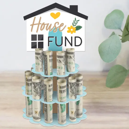 Big Dot of Happiness House Fund - DIY Wedding or Engagement Party Money Holder Gift - Cash Cake {1}