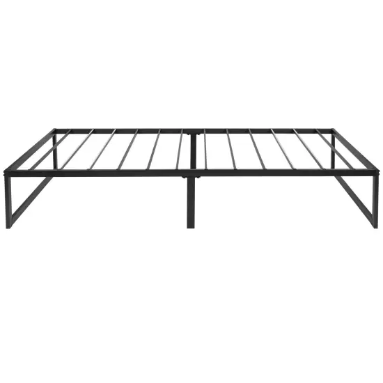 Merrick Lane Varallo 14 Inch Steel Bed Frame With Steel Slat Support For Any Mattress (No Box Spring Required) {4}