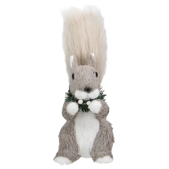 Northlight Standing Squirrel with Neck Wreath Christmas Figure - 12" Gray {4}