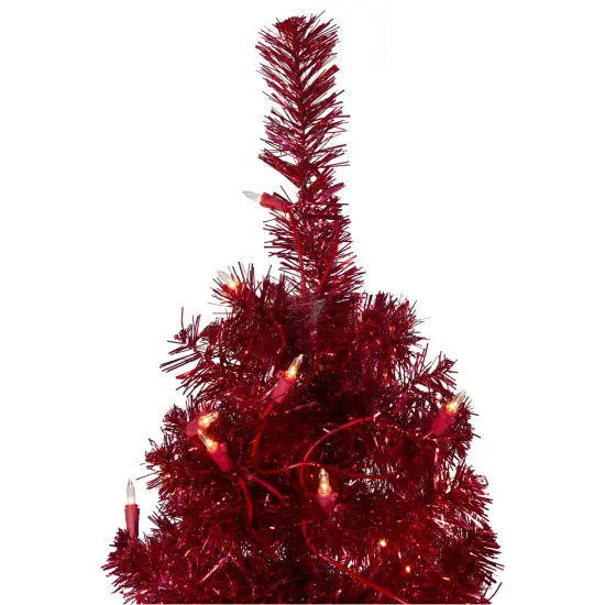 Northlight 6' Pre-Lit Pencil Red Artificial Christmas Tree - Clear Lights {4}