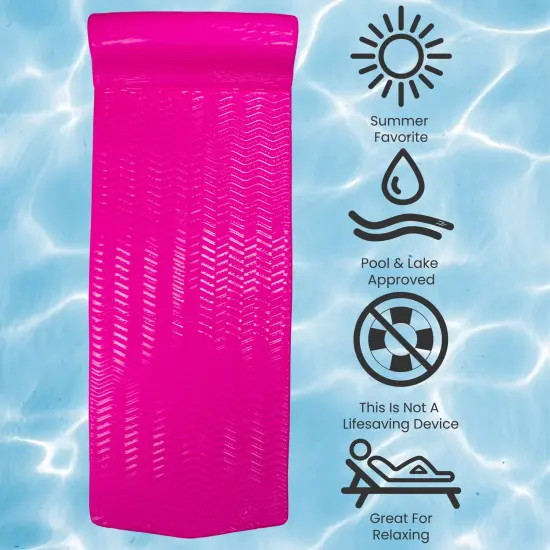 Northlight 74" Pink Floating Foam Swimming Pool Mattress Lounger with Head Rest {5}