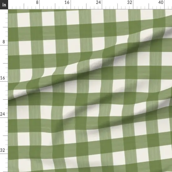 Various Fabrics by the Yard or Fat Quarter Buffalo Plaid Gingham Check Watercolor Spring Summer Green Cream Custom Printed Fabric by Spoonflower {1}