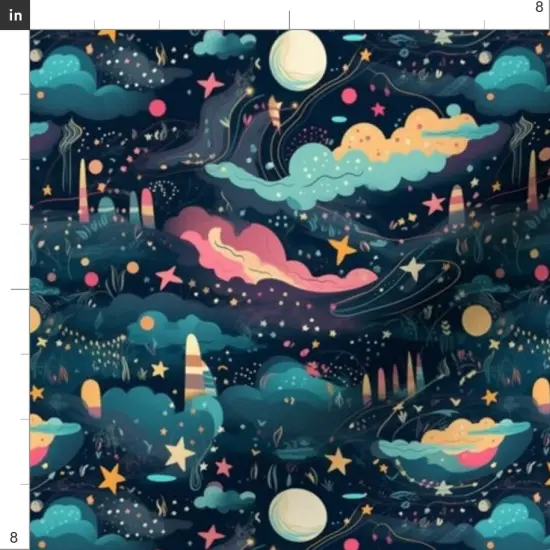 Various Fabrics by the Yard or Fat Quarter Dreams Celestial Galaxy Moon Stars Clouds Custom Printed Fabric by Spoonflower {4}