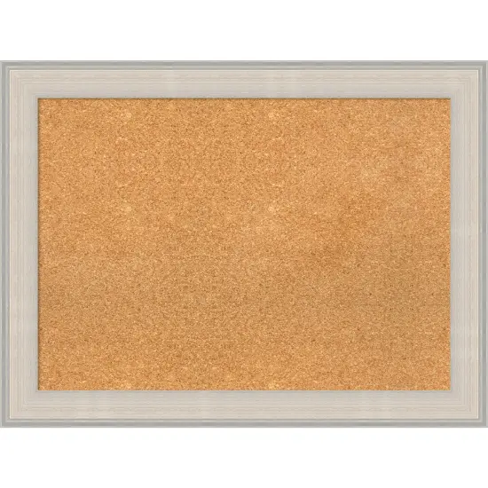 Cottage White Silver Wood Framed Corkboard, Natural Cork {1}