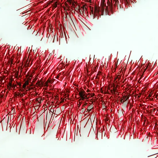 Northlight Commercial Christmas Foil Tinsel Garland - 50' x 4" - Red - Unlit {3}
