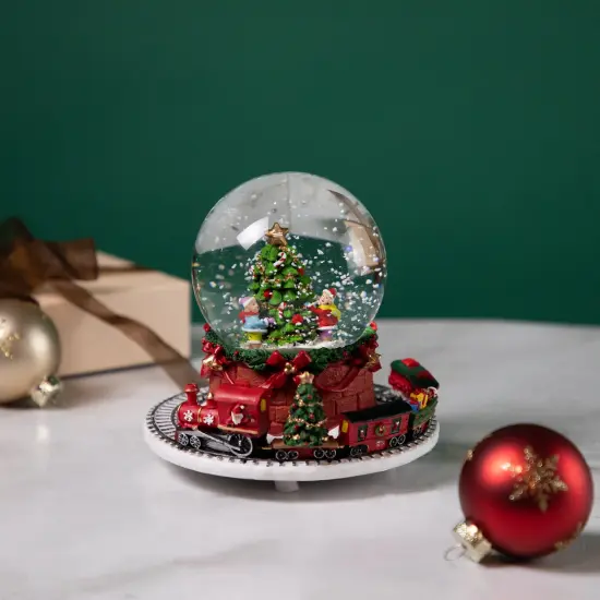 Northlight Christmas Tree with Revolving Train Musical Snow Globe - 6.5" Red {3}