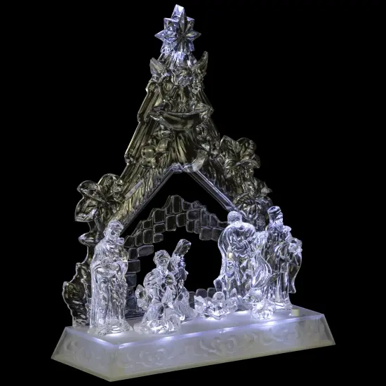 Northlight LED Lighted Nativity Scene in Stable Acrylic Christmas Decoration - 10.75" Clear {5}