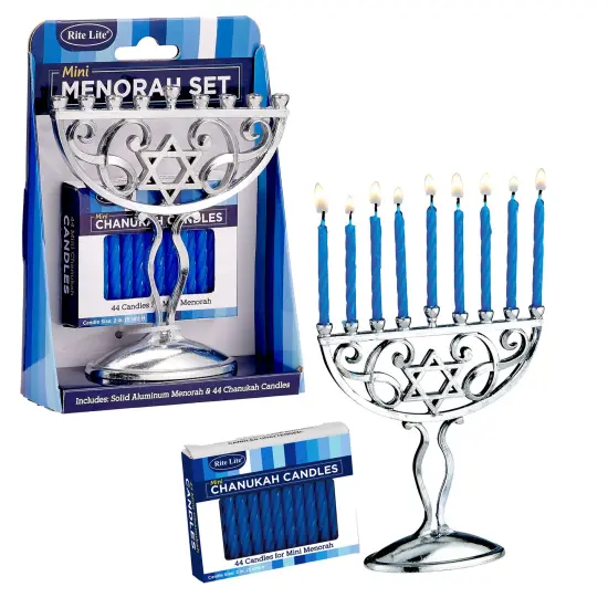 Rite Lite Silver Miniature Menorah Set with Candles 5.5 Inches {4}