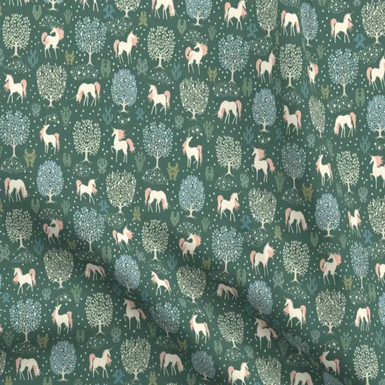 Various Fabrics by the Yard or Fat Quarter Green Forest Trees Fantasy Princess Woods Renaissance Unicorns Magical Tapestry Fairytale Mythic Small Scale Custom Printed Fabric by Spoonflower {5}