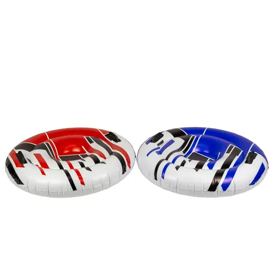 Pool Central Set of 2 Red and Blue Racing Saucers Inflatable Swimming Pool Floats, 28.5"D {4}