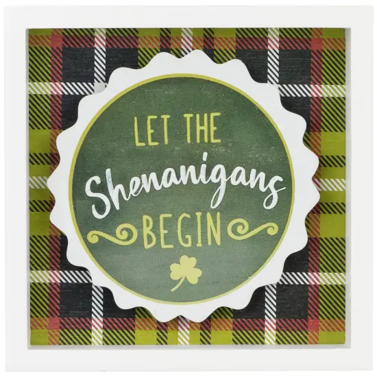 Northlight "Let the Shenanigans Begin" St. Patrick's Day Framed Wall Sign - 6" - Green Plaid {1}