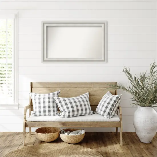 Parlor White Non-Beveled Custom Framed Bathroom Vanity Wall Mirror {1}