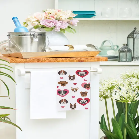 Valentine's Day Puppy Dog Love Flour Sack Kitchen Dishtowel {5}