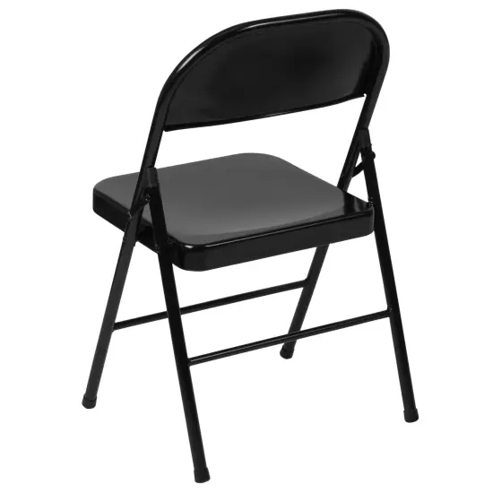 Emma and Oliver 4 Pack Double Braced Commercial Party Events Steel Metal Folding Chair Black {5}