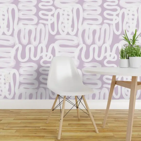 Peel & Stick Wallpaper 2FT Wide Modern Art Purple Punk Abstract Art Graffiti Lavender Scribble Spray Paint Custom Removable Wallpaper by Spoonflower {1}