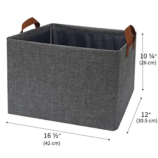 GRANNY SAYS Storage Closet Bins with Metal Frame, Fabric Storage Bins, Extra Large Foldable Storage Boxes, Closet Organizers and Storage Baskets for Closet Living Room Shelves, Dark Gray, 2-Pack {5}