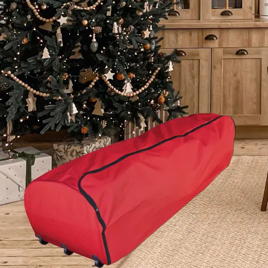 Simple Living Red Rolling Christmas Tree Storage Bag for Trees Up to 12ft {4}