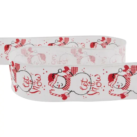 Northlight Snowman "Let It Snow" Wired Craft Christmas Ribbon 2.5" x 10 Yards White {6}