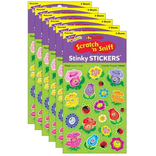 Friendly Flowers/Floral Mixed Shapes Stinky Stickers&reg;, 84 Per Pack, 6 Packs {1}