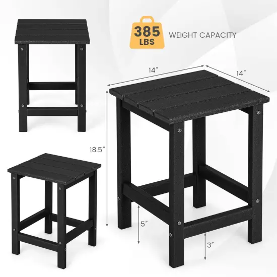 14 Inch Square Weather-Resistant Adirondack Side Table Black {4}