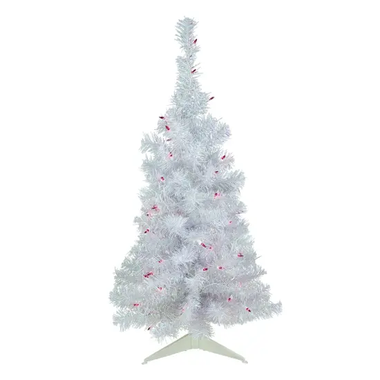 Northlight Pre-Lit Medium Rockport White Pine Artificial Christmas Tree - 3' - Purple Lights {3}