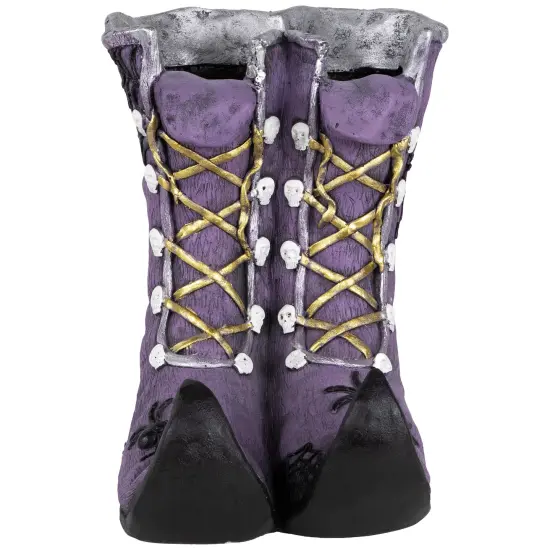 Northlight Witch's Boots with Skull and Spider Details Halloween Decoration - 15" Purple {3}