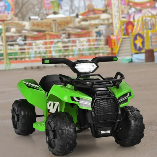 Multi-Functional 6V Kids Electric Ride On Car with LED Head Light and Charging Hole Green {5}