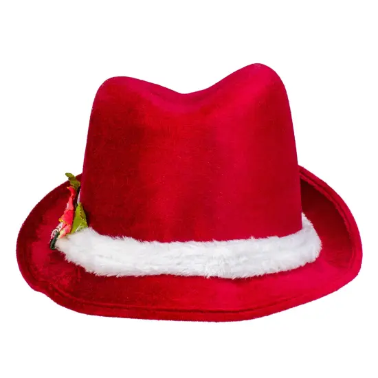 Fun World 3.5" Red and White Fedora with Plush Women Christmas Santa Hat - One Size {5}