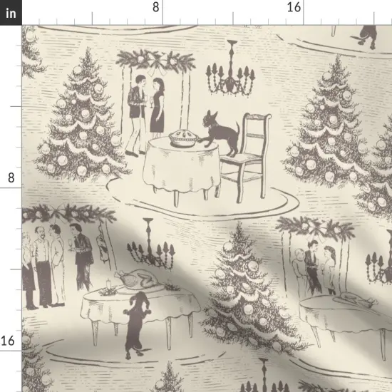 Various Fabrics by the Yard or Fat Quarter Toile Retro Dog Funny Earth Tones Neutral Custom Printed Fabric by Spoonflower {2}