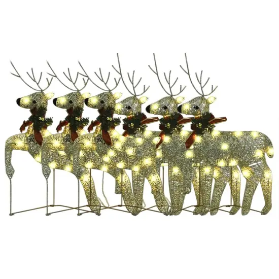 6 pcs Christmas Reindeers 120 LEDs Gold {4}