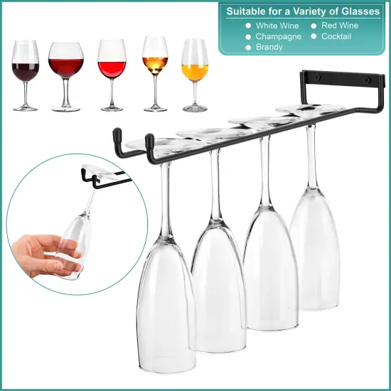 Sorbus Wall Mount Wine Rack + Under Cabinet Wine Glass Holder Set - for Wine Bottles, Champagne, and Wine Glasses {4}
