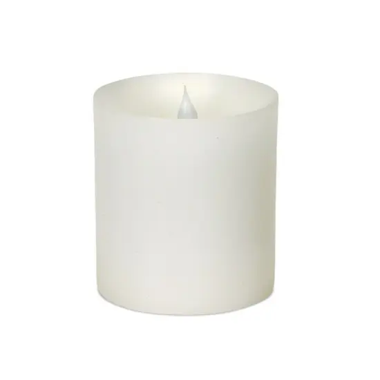 Melrose 5.25" Battery Operated White Flameless Wax LED Pillar Candle with Moving Flame {1}