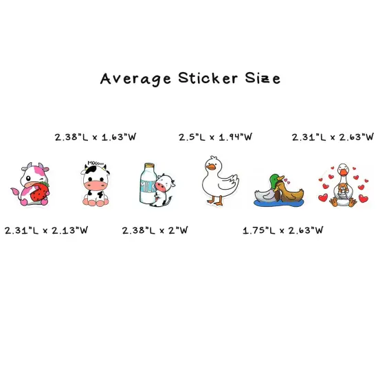 Wrapables Waterproof Vinyl Stickers for Water Bottles, Laptop, Phones, Skateboards, Decals for Teens, 100pcs Ducks and Cows {6}